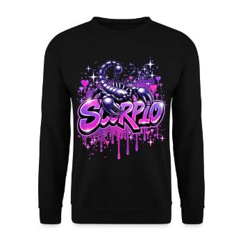 ♏ -Skorpion- Sternzeichen im Graffiti-Stil - Unisex Pullover - Schwarz - Vorne - Alina (178cm) & Michal (187cm)