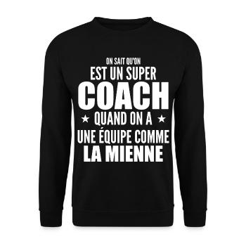 Un Super Coach Cadeau Entraîneur Sportif Humour - Sweat-shirt Unisexe - noir - Devant - Alina (178cm) & Michal (187cm)