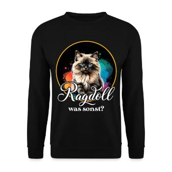 Ragdoll Katze - Unisex Pullover - Schwarz - Vorne - Alina (178cm) & Michal (187cm)