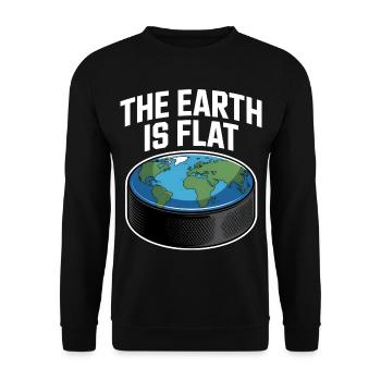 Eishockey Spruch Erde Scheibe Puck  - Unisex Sweatshirt - black - Front - Alina (178cm) & Michal (187cm)