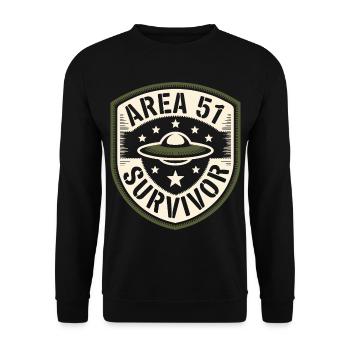 Lustiges Area 51 Überlebendes Alien UFO - Unisex Pullover - Schwarz - Vorne - Alina (178cm) & Michal (187cm)