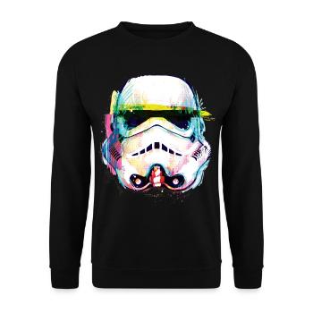 Star Wars Weißer Soldat Portrait Artsy-Look - Unisex Pullover - Schwarz - Vorne - Alina (178cm) & Michal (187cm)