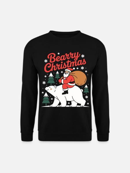 Bearry Christmas Bear Santa Xmas - Unisex Sweatshirt - black