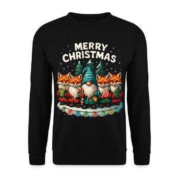 Cadeau de Noël drôle de Renard Roux mignon - Sweat-shirt Unisexe - noir - Devant - Alina (178cm) & Michal (187cm)