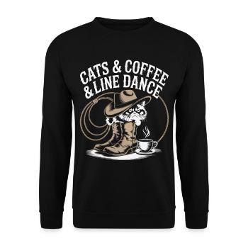 Cat Coffee Line Dance - Unisex Sweatshirt - black - Front - Alina (178cm) & Michal (187cm)