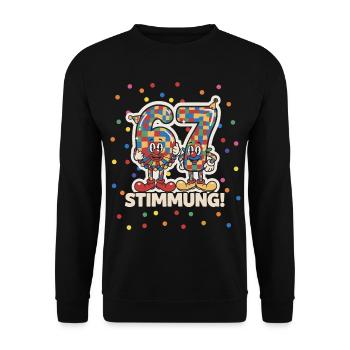 Costume de 67 Meme – Cadeau drôle de Carnaval - Sweat-shirt Unisexe - noir - Devant - Alina (178cm) & Michal (187cm)