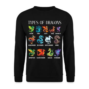 Types Of Dragons Lover Fantasy - Unisex Sweatshirt - black - Front - Alina (178cm) & Michal (187cm)