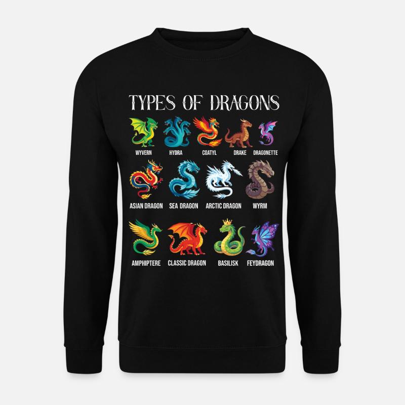 Arten von Dragons Lover Fantasy - Unisex Pullover - Schwarz