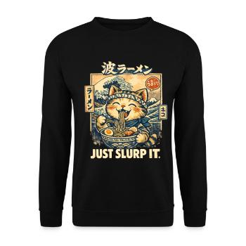 Cat Frames Ukiyoe Anime Manga Kawaii - Unisex Sweatshirt - black - Front - Alina (178cm) & Michal (187cm)