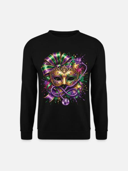 Mardi Gras Krankenschwester-Doktor-Maske - Unisex Pullover - Schwarz