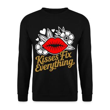 Kisses heal everything - Unisex Sweatshirt - black - Front - Alina (178cm) & Michal (187cm)