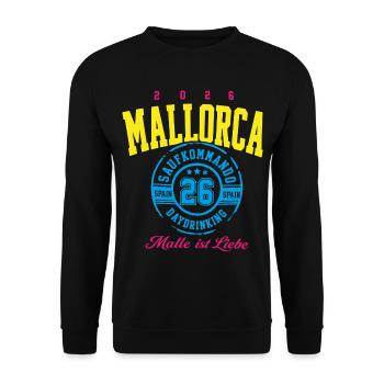Malle 2026 Mallorca Saufkommando Daydrinking - Unisex Pullover - Schwarz - Vorne - Alina (178cm) & Michal (187cm)