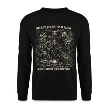 Protect Our National Parks | Humor Horror Goth - Unisex Sweatshirt - black - Front - Alina (178cm) & Michal (187cm)