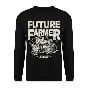 Future Farmer Baby Tractor Vintage Dad - Unisex Sweatshirt - black - Front - Alina (178cm) & Michal (187cm)