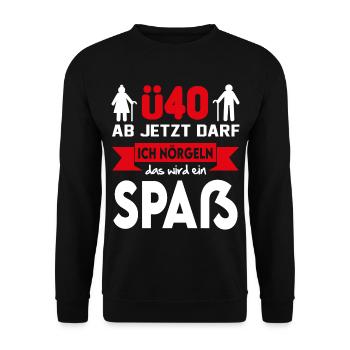 40 Jahre Geburtstag Die Ü 40 Party beginnt - Unisex Pullover - Schwarz - Vorne - Alina (178cm) & Michal (187cm)