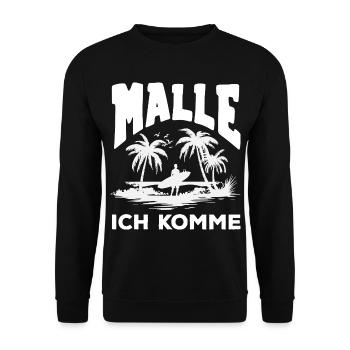 Malle Party Mallorca Schlager Crew Geschenk - Unisex Pullover - Schwarz - Vorne - Alina (178cm) & Michal (187cm)
