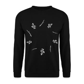 Dornenzweig & Beerenzweig - Botanische Kunst - Unisex Pullover - Schwarz - Vorne - Alina (178cm) & Michal (187cm)