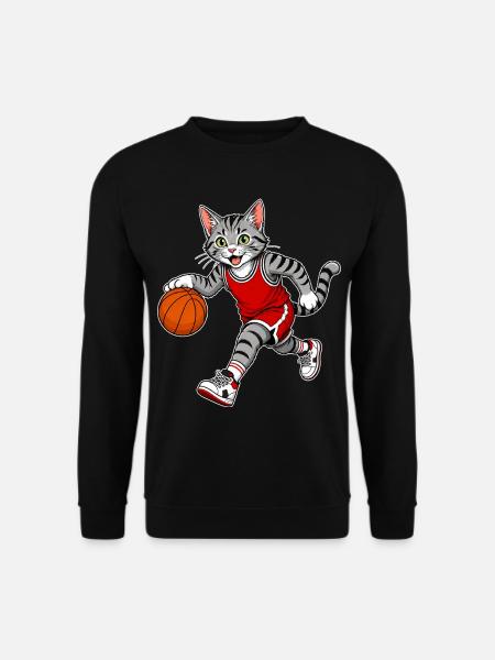 Basketball Katze – Dribbling Cat - Unisex Pullover - Schwarz