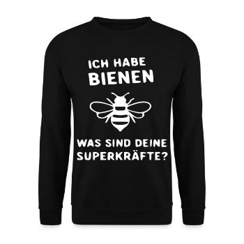 Ich habe Bienen Deine Superkräfte - Unisex Pullover - Schwarz - Vorne - Alina (178cm) & Michal (187cm)