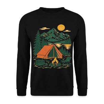 Bergcamping Abendstimmung - Unisex Pullover - Schwarz - Vorne - Alina (178cm) & Michal (187cm)