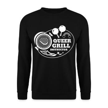 Queer BBQ Bestseller Shirt - Unisex Pullover - Schwarz - Vorne - Alina (178cm) & Michal (187cm)