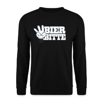 Drei Bier bitte Comic Finger Bestellung Bar Kneipe - Unisex Pullover - Schwarz - Vorne - Alina (178cm) & Michal (187cm)