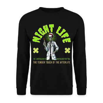Skeleton Halloween night life - Unisex Pullover - Schwarz - Vorne - Alina (178cm) & Michal (187cm)