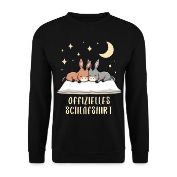 Offizielles Schlafshirt Esel - Unisex Pullover - Schwarz - Vorne - Alina (178cm) & Michal (187cm)
