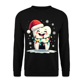 Zähne Weihnachten Zahnarzt Geschenk - Unisex Pullover - Schwarz - Vorne - Alina (178cm) & Michal (187cm)