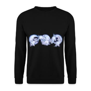 Niedliche Häschen Hasen auf Mond mit Sternen - Unisex Pullover - Schwarz - Vorne - Alina (178cm) & Michal (187cm)