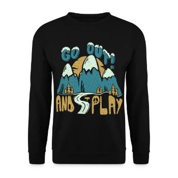 Sortez et jouez lettrage à la main des montagnes avec la nature - Sweat-shirt Unisexe - noir - Devant - Alina (178cm) & Michal (187cm)
