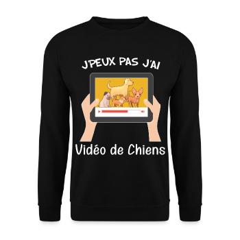 Message Drôle Chien Humour Vidéo de Chiens - Sweat-shirt Unisexe - noir - Devant - Alina (178cm) & Michal (187cm)