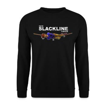 Neuer Slackline-Trick - verrückter Slackliner - Unisex Pullover - Schwarz - Vorne - Alina (178cm) & Michal (187cm)