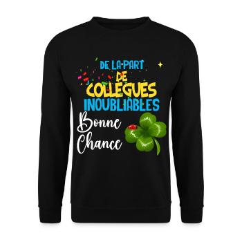Collègue Idée Cadeau Message Départ Homme Femme - Sweat-shirt Unisexe - noir - Devant - Alina (178cm) & Michal (187cm)