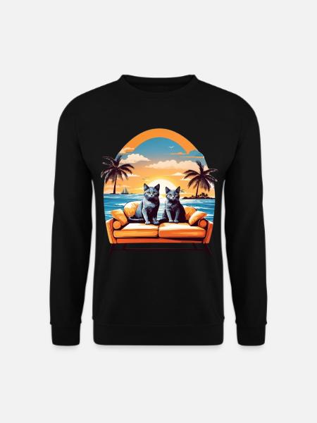 Katzen am Meer - Unisex Pullover - Schwarz