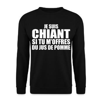 Man who loves Apple Juice. Funny Design Humor - Unisex Sweatshirt - black - Front - Alina (178cm) & Michal (187cm)