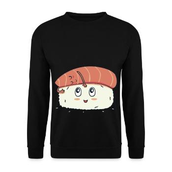 Sushi Umarmung - Unisex Pullover - Schwarz - Vorne - Alina (178cm) & Michal (187cm)