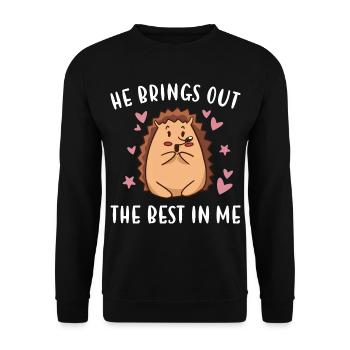 Hedgie He Brings Out The Best In Me Hedgehog - Unisex Sweatshirt - black - Front - Alina (178cm) & Michal (187cm)