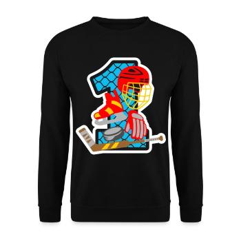 Eishockey 1. Geburtstagsparty Nummer 1 - 1 Jahre - Unisex Pullover - Schwarz - Vorne - Alina (178cm) & Michal (187cm)