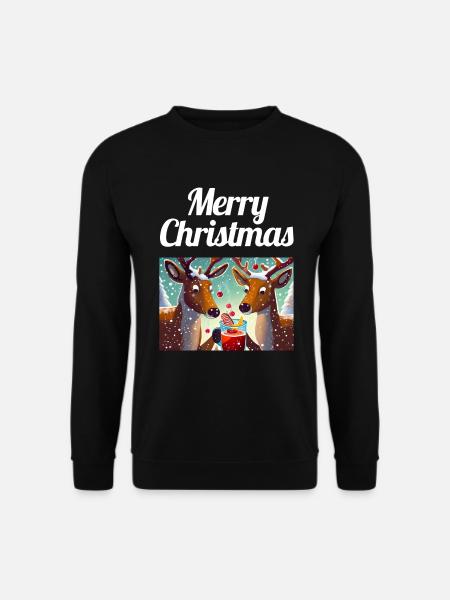 Merry Christmas / Weihnachten Rentier - Unisex Pullover - Schwarz
