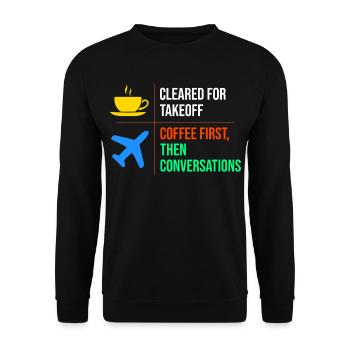 Air Traffic Controller Coffee ATC Aviation Humor - Unisex Sweatshirt - black - Front - Alina (178cm) & Michal (187cm)