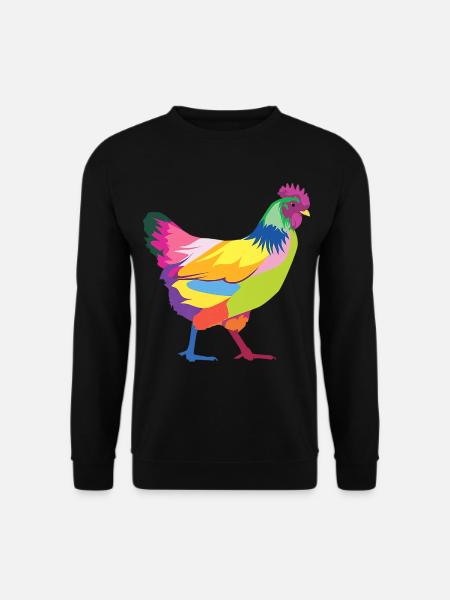 Buntes Huhn-T-Shirt Regenbogen T-Shirt Geschenk - Unisex Pullover - Schwarz