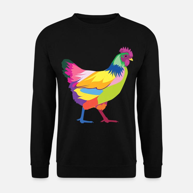 Buntes Huhn-T-Shirt Regenbogen T-Shirt Geschenk - Unisex Pullover - Schwarz