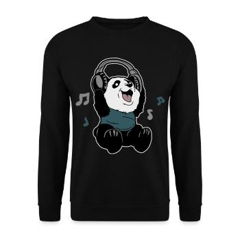 Joyeux panda écoutant de la musique - Sweat-shirt Unisexe - noir - Devant - Alina (178cm) & Michal (187cm)