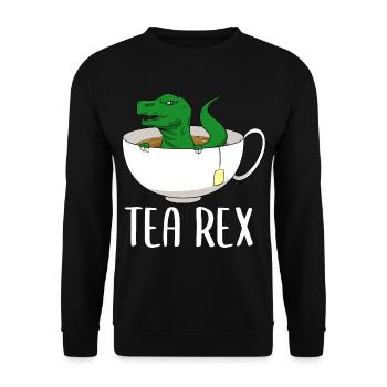 Tea Rex Tyrannosaurus Dinosaur Dino - Unisex Sweatshirt - black - Front - Alina (178cm) & Michal (187cm)