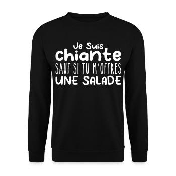 Frau, die liebt: Salat. Lustige Designs Humor - Unisex Pullover - Schwarz - Vorne - Alina (178cm) & Michal (187cm)