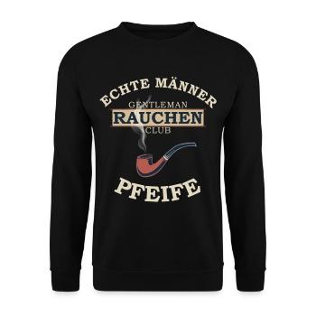 Echte Männer Rauchen Pfeife - Unisex Pullover - Schwarz - Vorne - Alina (178cm) & Michal (187cm)