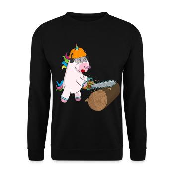Bûcheron Licorne - Sweat-shirt Unisexe - noir - Devant - Alina (178cm) & Michal (187cm)