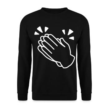 Emoji Applaus Skizze weiß - Unisex Pullover - Schwarz - Vorne - Alina (178cm) & Michal (187cm)