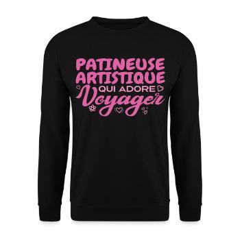 Patineuse artistique globe-trotteuse passionnée - Sweat-shirt Unisexe - noir - Devant - Alina (178cm) & Michal (187cm)